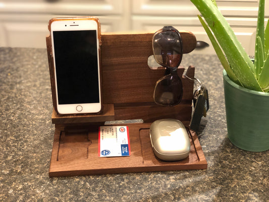 Handcrafted Walnut Phone Docking Station & Organizer