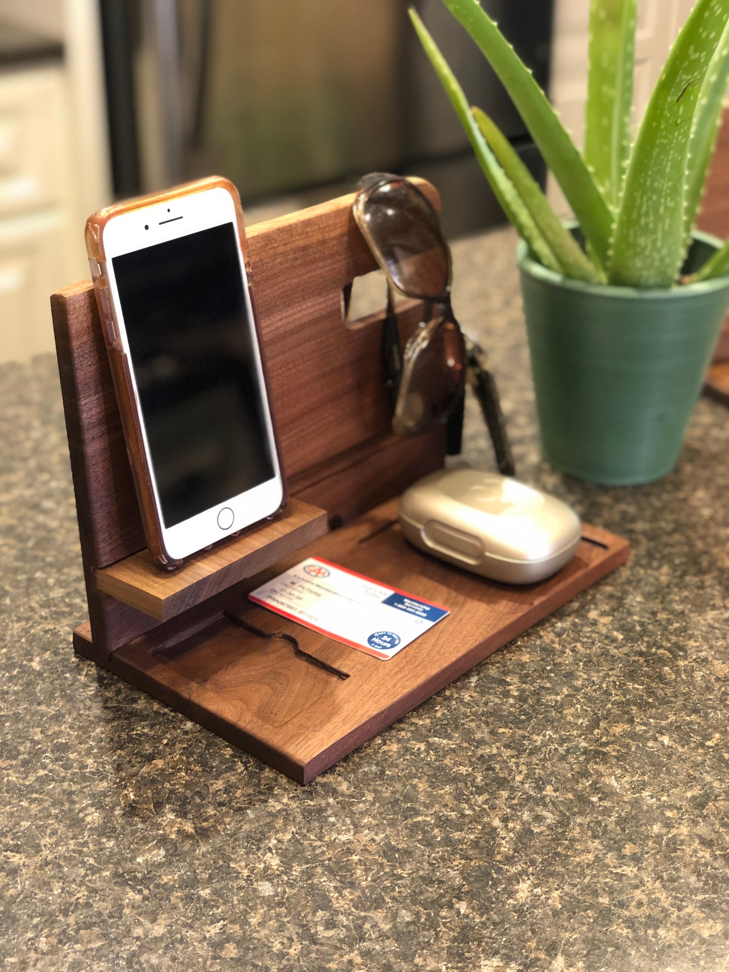 Handcrafted Walnut Phone Docking Station & Organizer