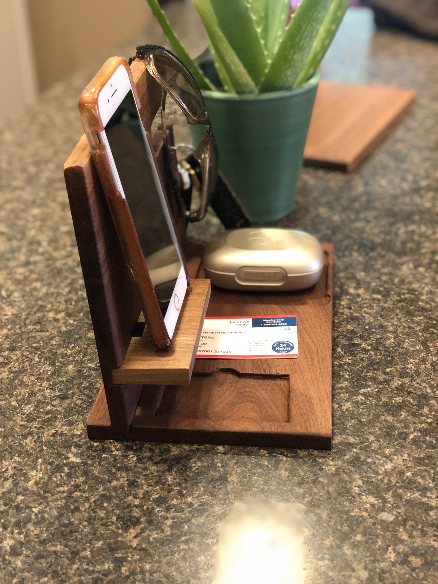 Handcrafted Walnut Phone Docking Station & Organizer