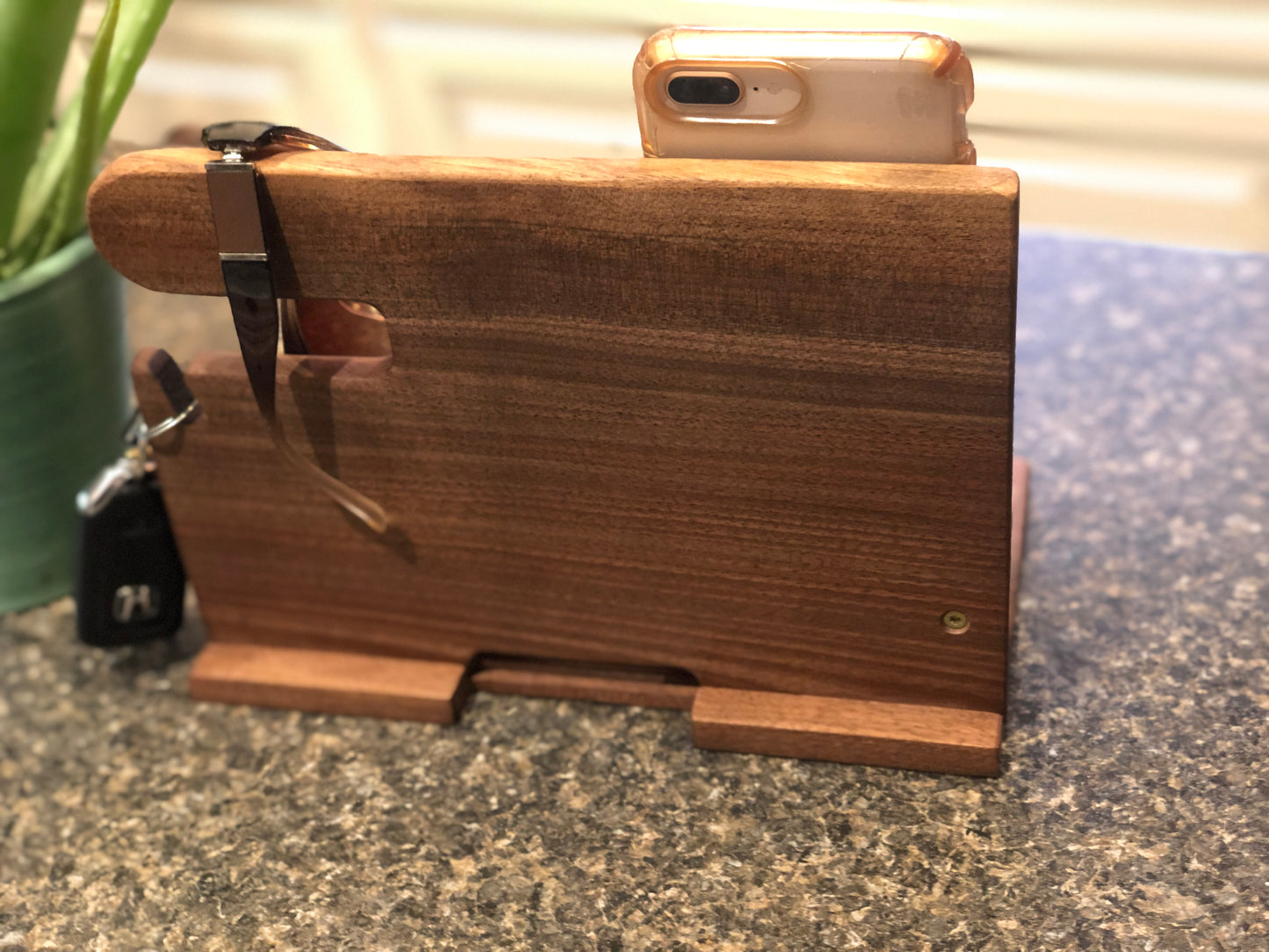 Handcrafted Walnut Phone Docking Station & Organizer