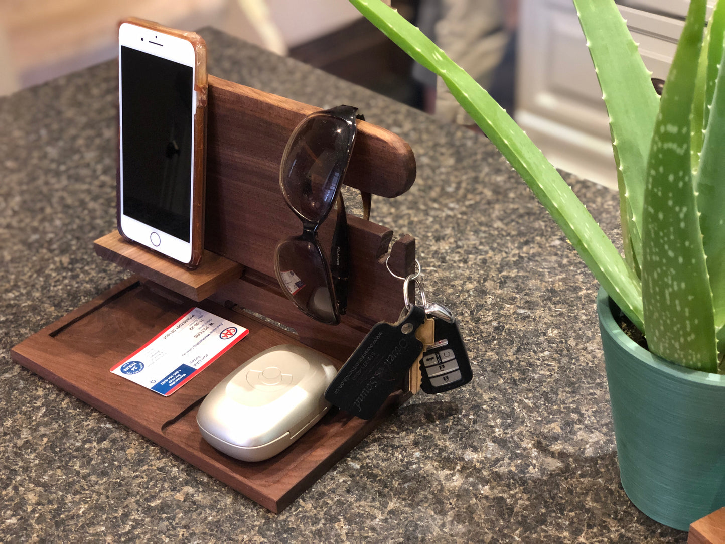 Handcrafted Walnut Phone Docking Station & Organizer