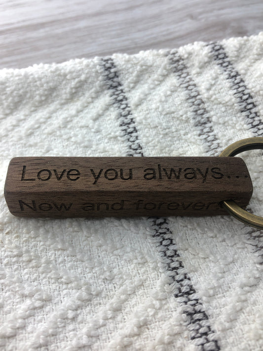 Personalized Solid Walnut Keyring