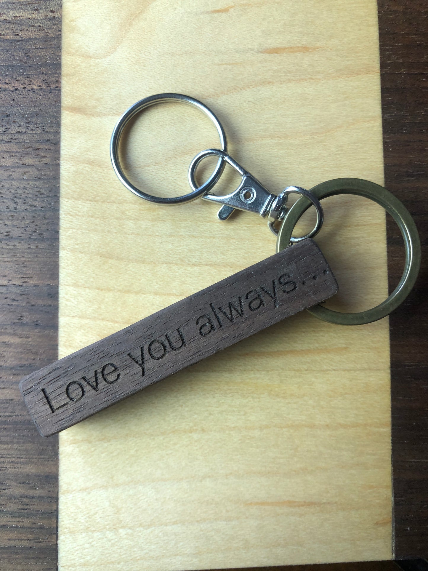 Personalized Solid Walnut Keyring