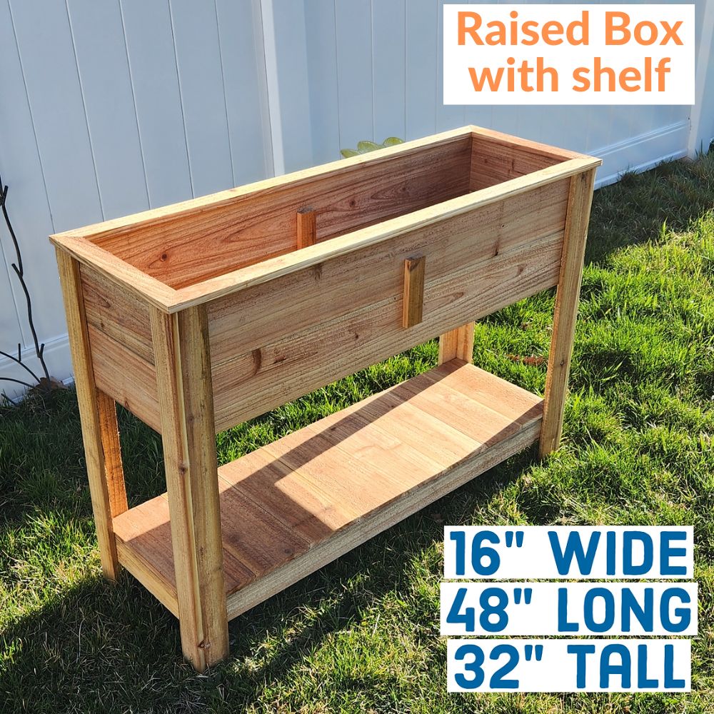 Raised Planter Box with Bottom Shelf