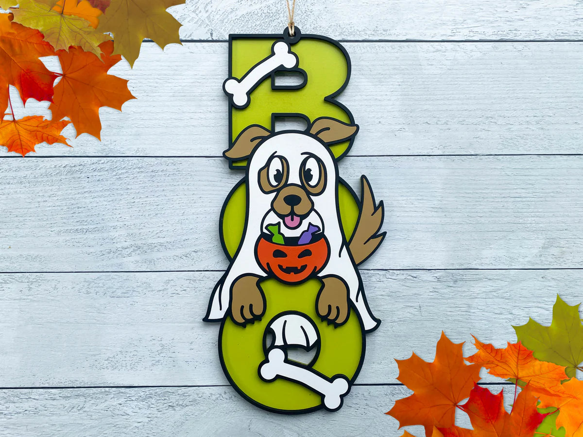 Paw-some Halloween Boo Dog Sign